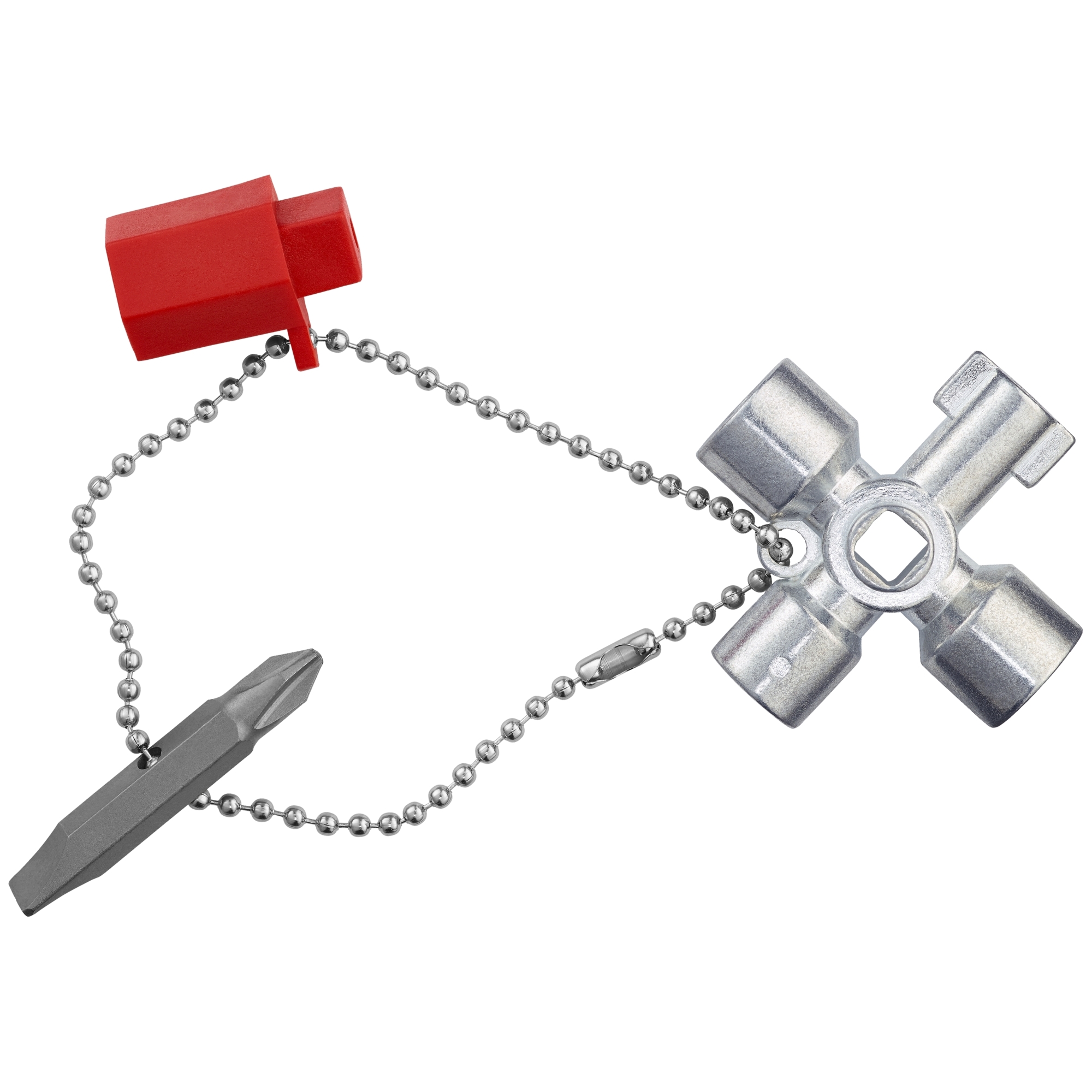KNIPEX Control Cabinet Key - 1.75in., Diecast Zinc, 4 Arm, Model# 00 11 02